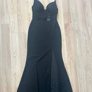 black dress lace on top